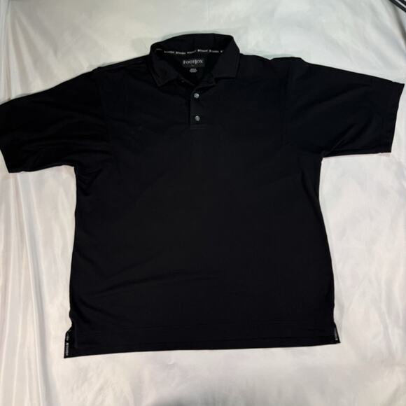 Footjoy FJ Golf Polo Men's Size Large Black Athletic Fit Collared Shirt - Picture 1 of 7